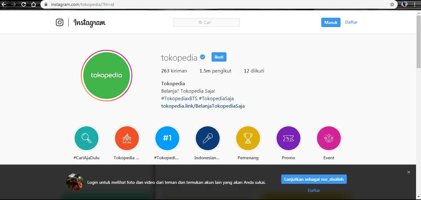 Customer Service Tokopedia via Instagram Tokopedia