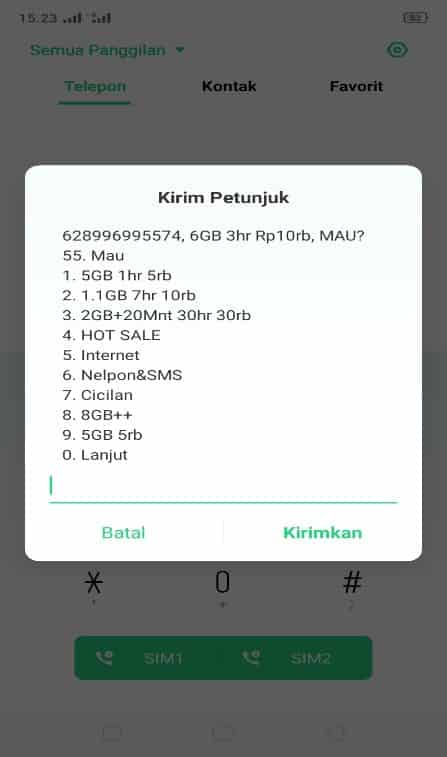 paket sms nelpon