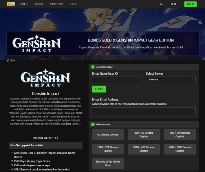 Topup Genshin Impact Lewat Razer Gold Dapat Cash Back OVO 2 Emas Razer