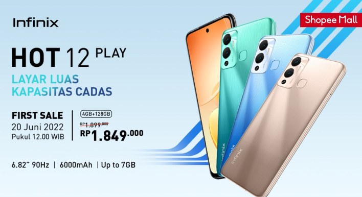 Harga Infinix Hot 12 Play, Harga Skrin Memori Besar 90Hz IDR 1.8 Juta! 2 Harga Infinix Hot 12 Play