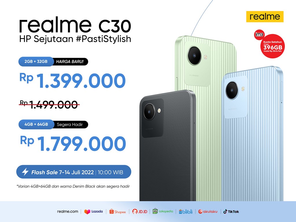 Harga realme C30 semakin murah, hadir dengan realme GT 2 Pro Paper Green 52 harga realme C30