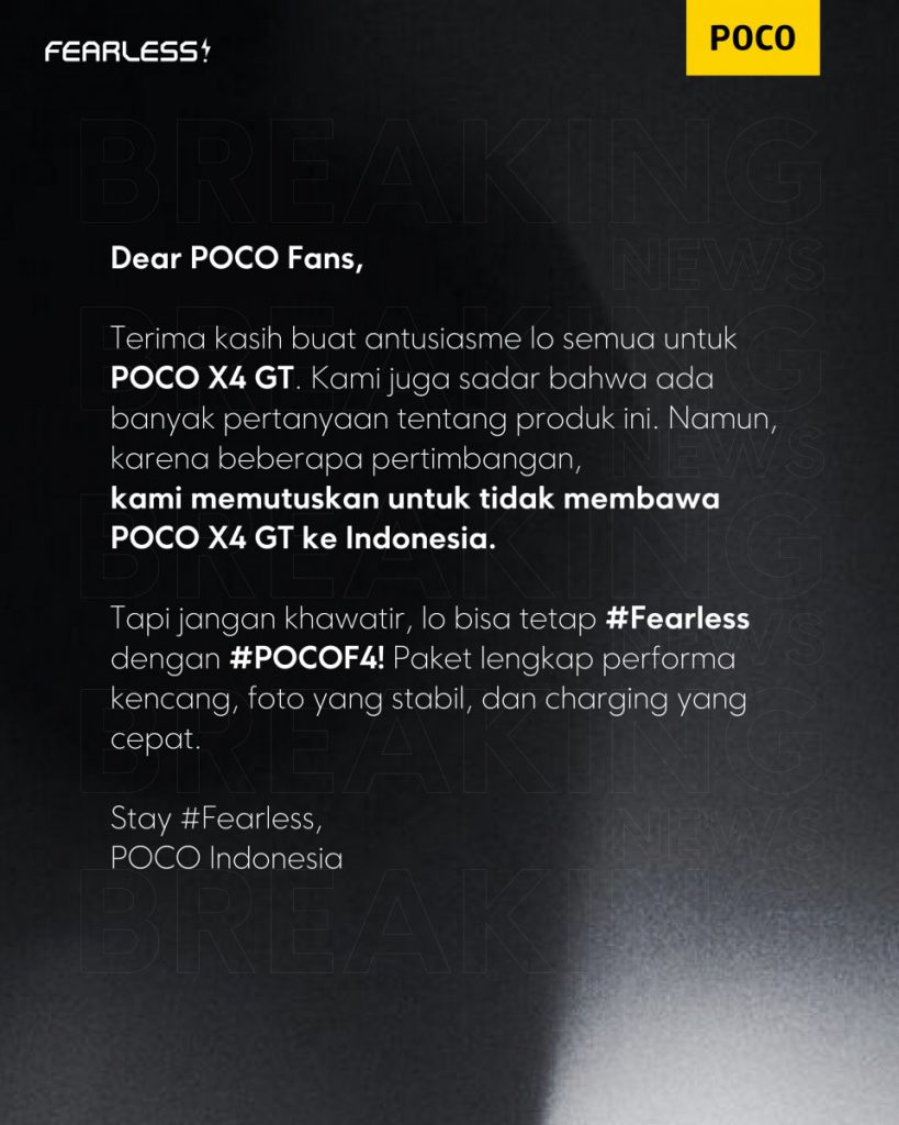 POCO X4 GT Dikonfirmasi Belum Masuk Indonesia, Ini Fakta 52 POCO X4 GT - POCO Indonesia
