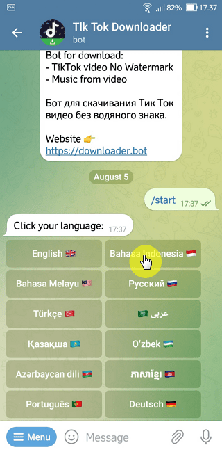 Cara Download Video TikTok Tanpa Watermark di Telegram 6 Screenshot 20220805 173737 Cara Download Video TikTok Tanpa Watermark di Telegram 6 Screenshot 20220805 173737