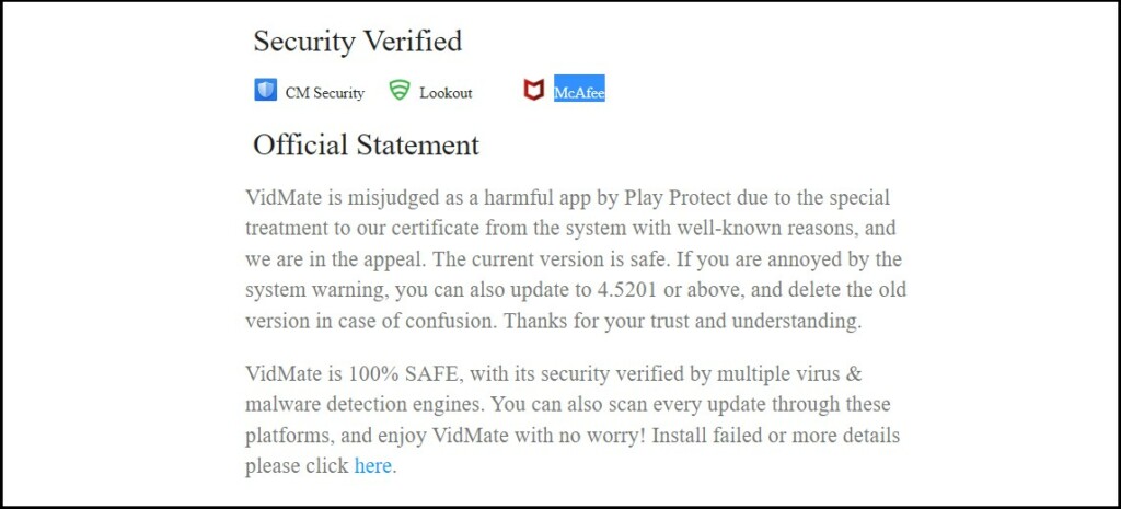 Klarifikasi Keamanan Vidmate Dari Play Protect Di Apk Versi Terbaru