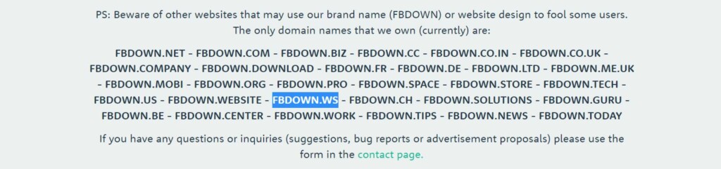 Fb Down Official Brand Name