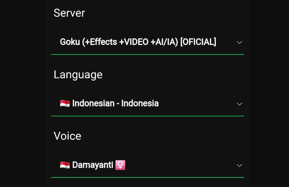 Pilih Suara Di Menu Server