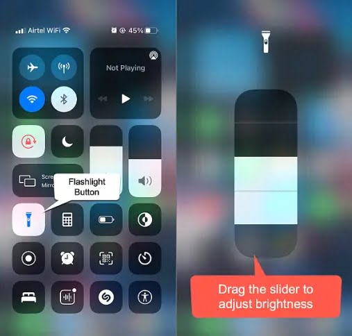 cara aktifkan senter di iphone